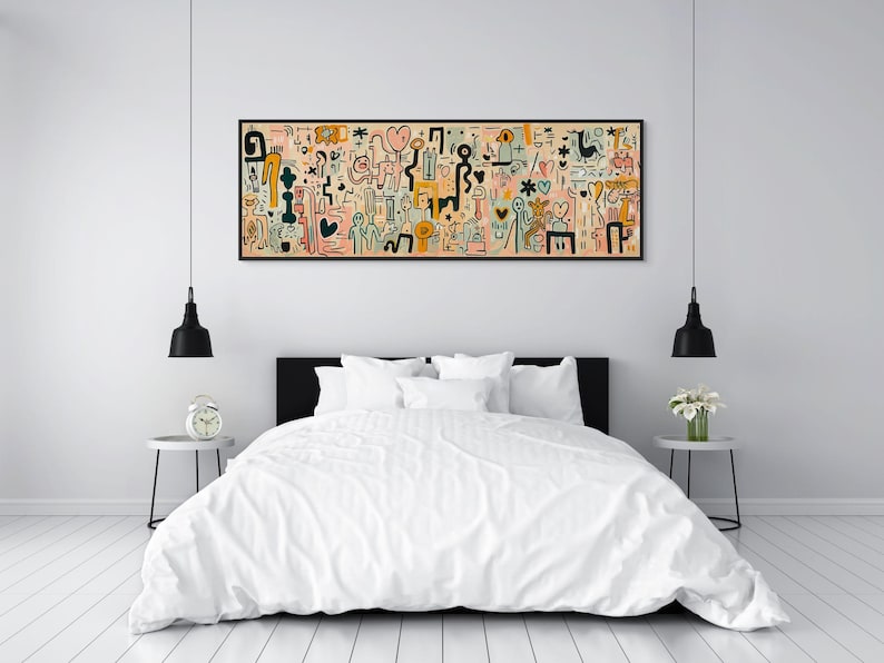Keith Haring Inspired Abstract Wall Art – Playful Modern Canvas for Living Room image 5