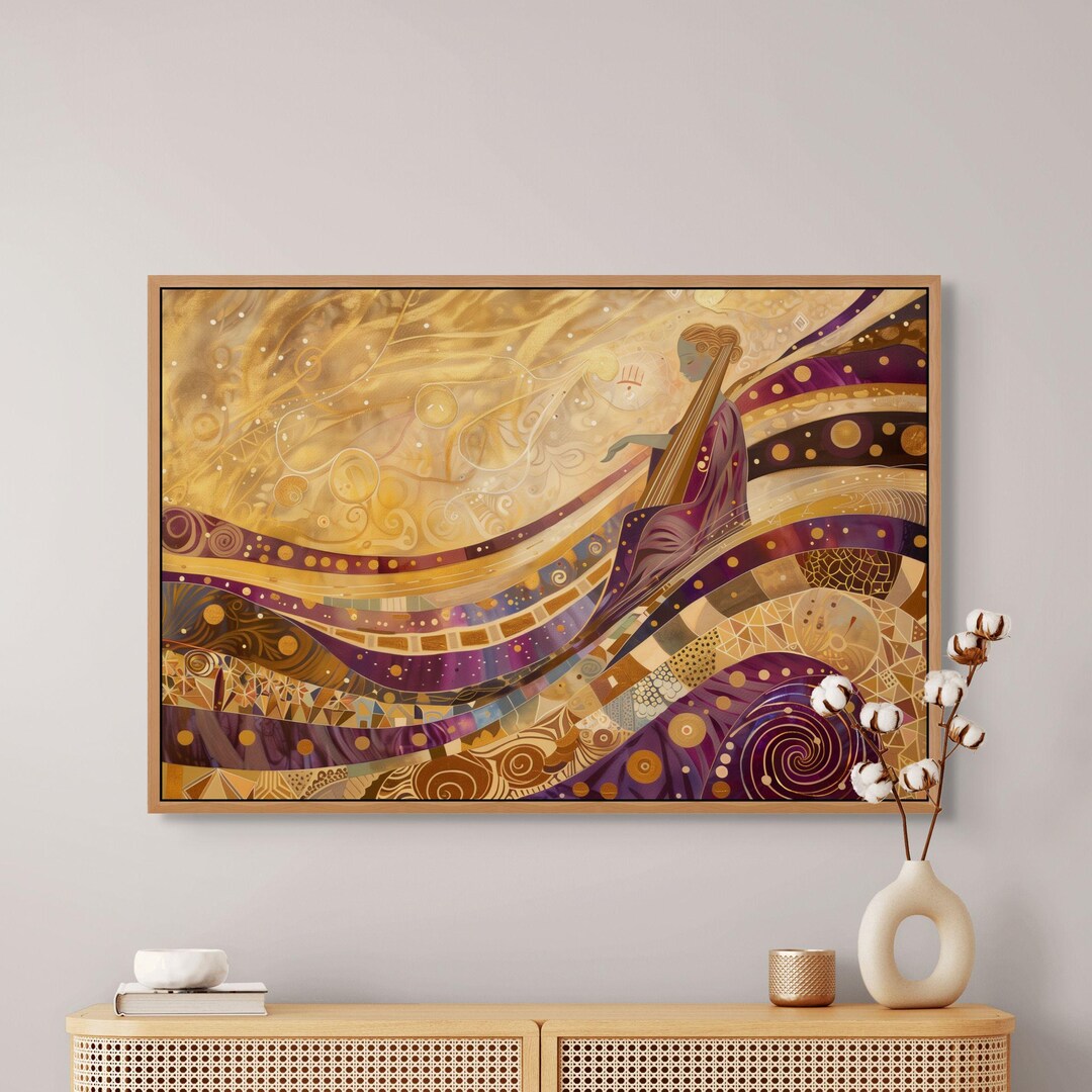 Flowing Goddess Canvas Print – Gustav Klimt Inspired Abstract Wall Art ...
