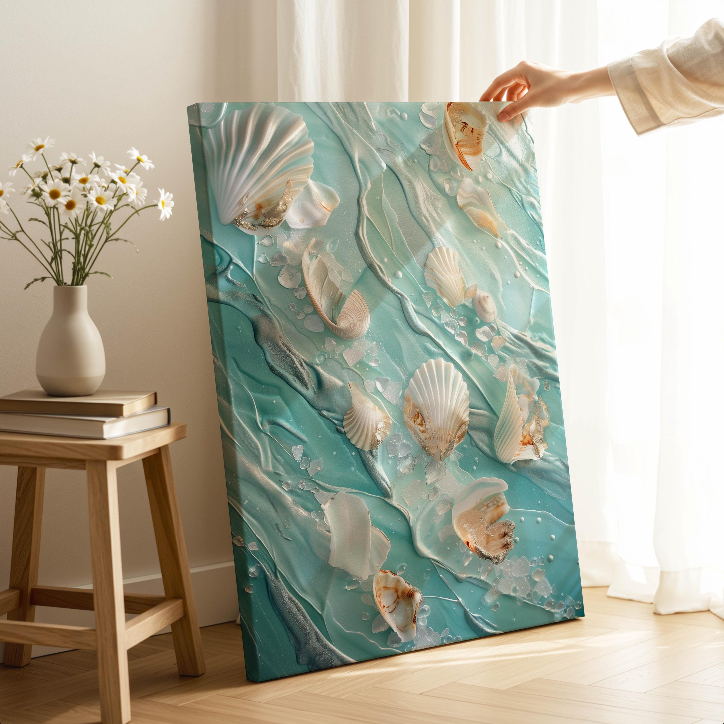 海デザイン カボション Capiz Shell Wall Hangings Aqua - Etsy