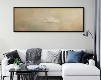 Toile Nuage Neutre – Décoration murale minimaliste beige et blanche pour une maison moderne