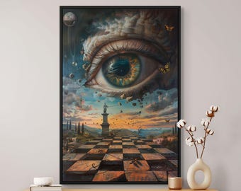 Lienzo de Ojos Surrealistas: Impresión simbólica inspirada en Salvador Dalí para una decoración de ensueño.