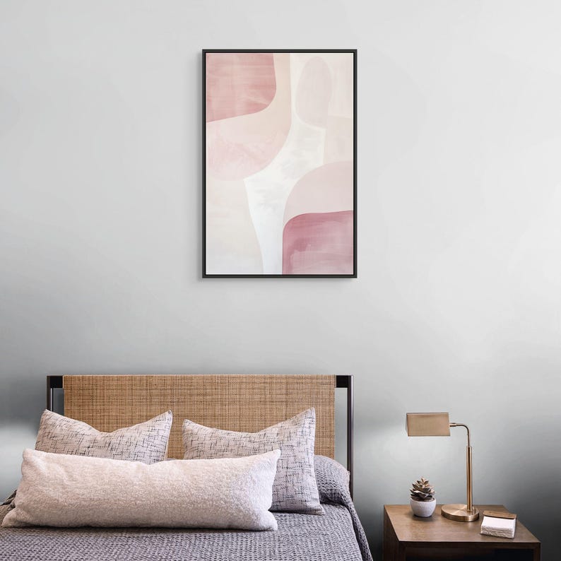 Blush Abstract Canvas Print – Minimalist Pink Wall Art for Modern Boho ...