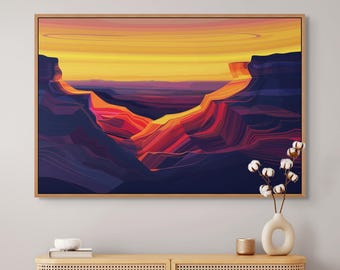 Bold Schlucht Abstrakte Wandkunst - Lebendige Landschaft des Südwestens in Sonnenuntergangsfarben