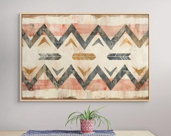 Boho Tribal Wall Art – Southwestern Canvas Print for Rustic Living Room Decor