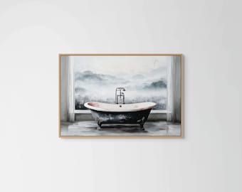 Sztuka ścienna z wanną na nóżkach – nowoczesny wydruk na płótnie do eleganckiego wystroju domu