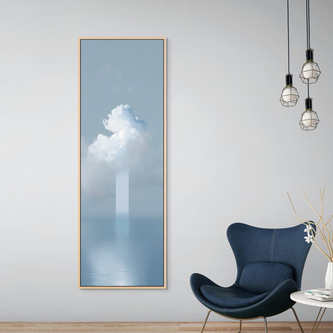 Blue Cloud Tall Canvas Art – Vertical Serene Sky Wall Print for Calm ...