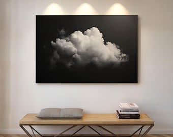 Black and White Cloud Canvas – Bold Wall Art for Modern Bedroom or Office Decor