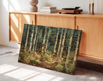 Von William Morris inspirierte Leinwandbilder mit Waldmotiven – Rustikale Wald-Wanddekoration für das Wohnzimmer