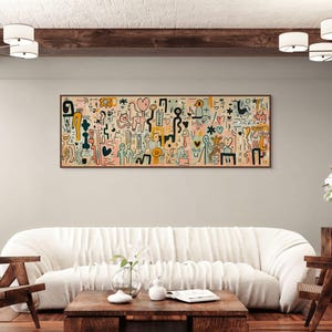 Keith Haring Inspired Abstract Wall Art – Playful Modern Canvas for Living Room image 3