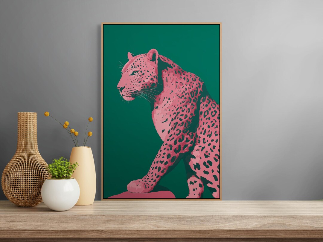 Pink Leopard Canvas Wall Art – Bold Pop Animal Print for Modern Jungle ...