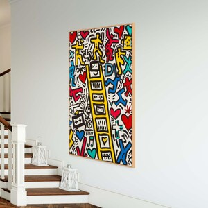 Keith Haring Inspired Ladder Canvas – Colorful Pop Art Wall Decor for Creative Room image 6