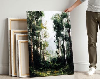 Forest Path Canvas Wall Art – Tranquil Woodland Painting for Nature-Inspired Spaces