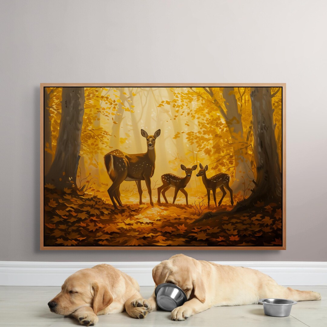 Deer Wall Art, Autumn Forest Animal Print for Woodland Nursery or Fall ...