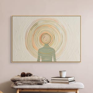 Minimal Abstract Aura Canvas – Textured Neutral Wall Art with Radiating Energy Circles