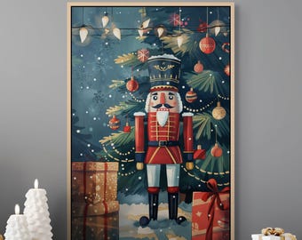 Impresión de pared de Cascanueces: lienzo de soldado navideño para decoración navideña