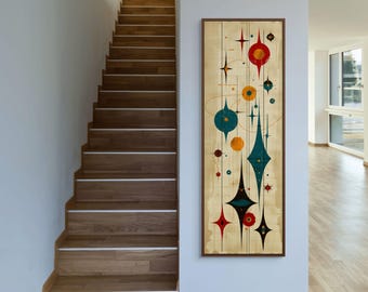 Mid Century Modern Wall Art – Retro Vertical Canvas for Creative Living Spaces
