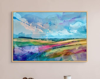 Lienzo abstracto de David Hockney: impresión artística de pared con paisajes coloridos para decoración moderna