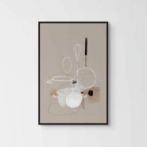 Minimal Kitchen Canvas Wall Art – Neutral Line Art Print for Modern Decor