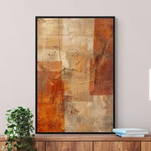 Tela com textura de terracota – Arte abstrata de parede rachada em tons terrosos e quentes