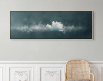Canvasafdruk groenblauwe wolk – Sfeervolle moderne muurkunst