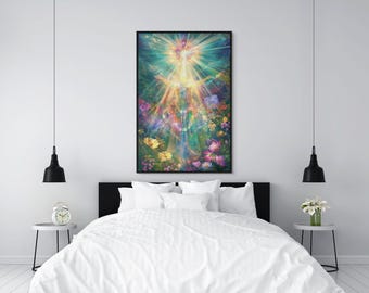 Spiritual Awakening Wall Art – Psychedelic Energy Canvas for Meditation Room
