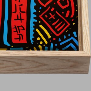 Lienzo rojo inspirado en Keith Haring, decoración de pared llamativa para oficina o estudio imagen 2