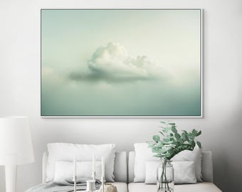 Leinwand Mintgrün - Grautöne - Horizontale Kunst für Schlafzimmer oder Büro - Horizontale Struktur