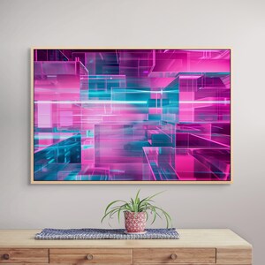 Futuristic Neon Canvas Print – Abstract Wall Art for Modern Tech Room Decor