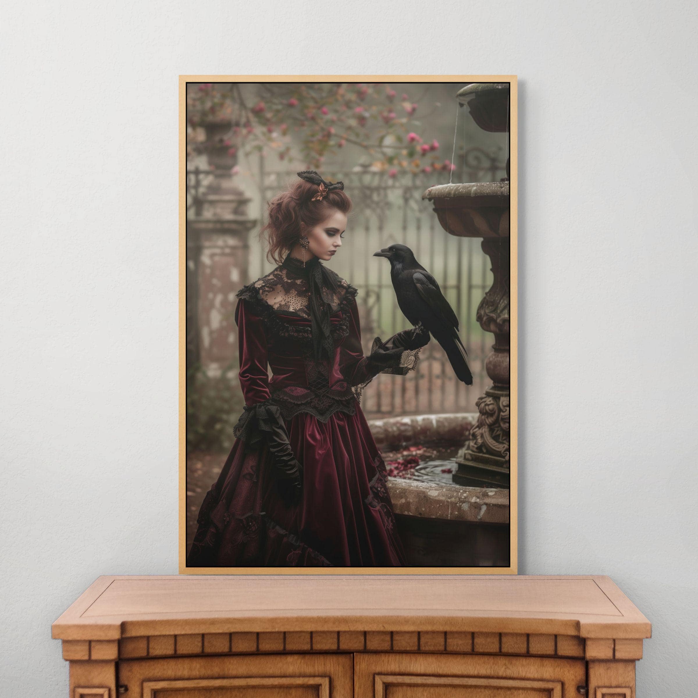 Victorian Raven Lady – Gothic Canvas Art for Dark Romantic Wall