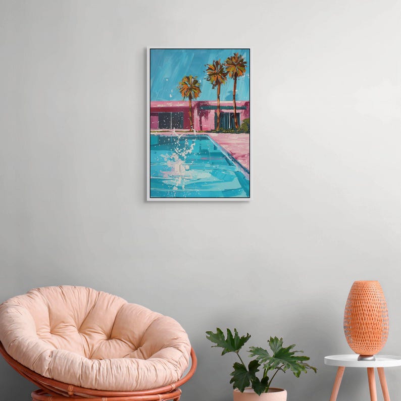 David Hockney Style Pool Art – Retro Modern Canvas Print for Colorful ...