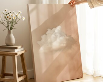 Toile imprimée Nuage Crème – Décoration murale aux tons neutres et doux, idéale pour la chambre d'enfant