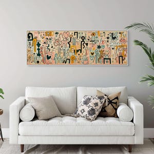Keith Haring Inspired Abstract Wall Art – Playful Modern Canvas for Living Room image 1