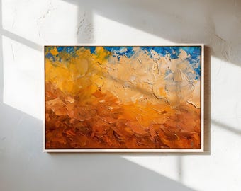 Warm Desert Abstract Wall Art – Textured Southwest Landscape Canvas Print in Earth Tones