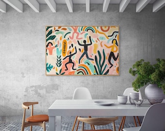 Lienzo de danza inspirado en Keith Haring: vibrante arte abstracto para paredes en espacios creativos