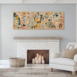 Keith Haring Inspired Abstract Wall Art – Playful Modern Canvas for Living Room image 6