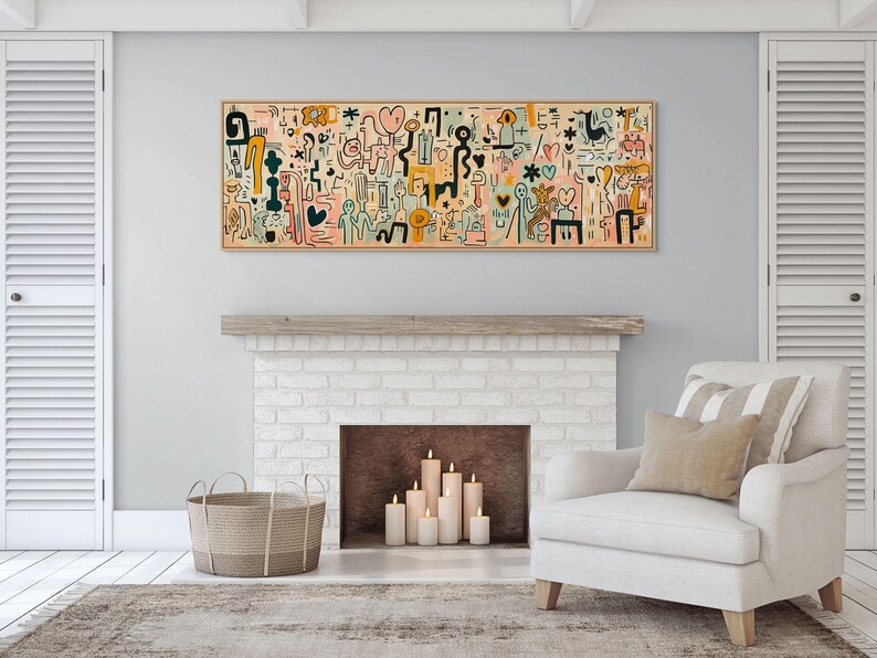Keith Haring Inspired Abstract Wall Art – Playful Modern Canvas for Living Room image 6