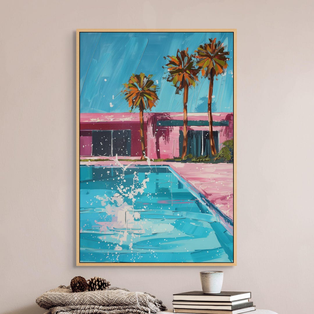 David Hockney Style Pool Art – Retro Modern Canvas Print for Colorful ...