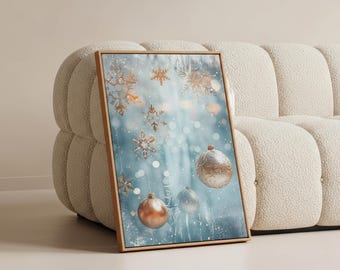 Winter Holiday Canvas – Elegant Christmas Ornament Wall Art for Seasonal Decor