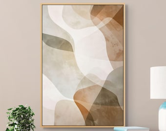 Earth Tone Abstract Print – Minimal Canvas Wall Art for Boho Room Decoration