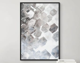 Kristall Geometrie Leinwand Kunst - Abstrakter Sechseck Wanddruck für modernes minimalistisches Dekor