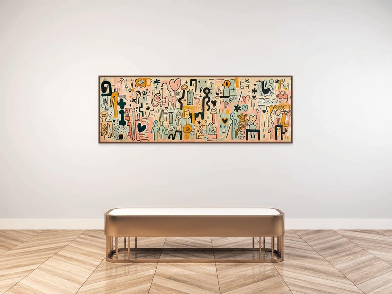 Keith Haring Inspired Abstract Wall Art – Playful Modern Canvas for Living Room image 4