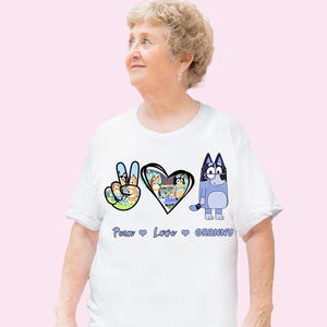 Blue Peace Love Shirt Family Peace Shirt Matching Dog Friends Shirt Peace Love + Shirt Cartoon Shirts Trendy Matching shirts Bestie
