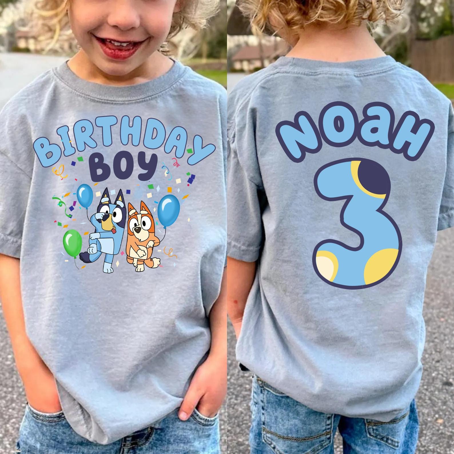 Blue Dog Custom Name Birthday Shirt Blue Dog Birthday Boy Shirt Custom Birthday Shirt Birthday Gift Kids Birthday Girl Shirt Gift For Him