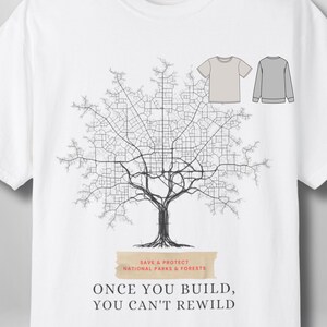 Tree Roads Map T-Shirt | Protect Nature Graphic Tee | Save National Parks and Forests | Eco Nature Shirt | Vintage Comfort Colors