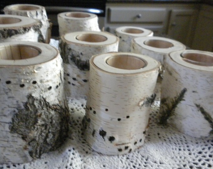 9 Gnarly Individual White Birch Votive Candle Holders Perfect Etsy