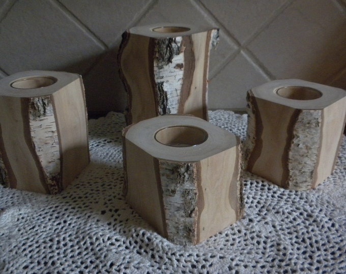 4 Unique White Birch Votive Candle Holder Perfect for Etsy