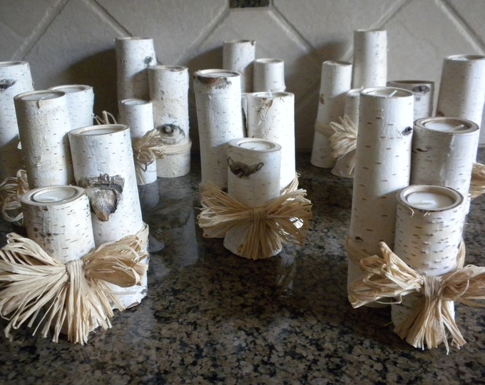 8 Sets of 3 White Birch Votive Candle Holders Perfect for Etsy