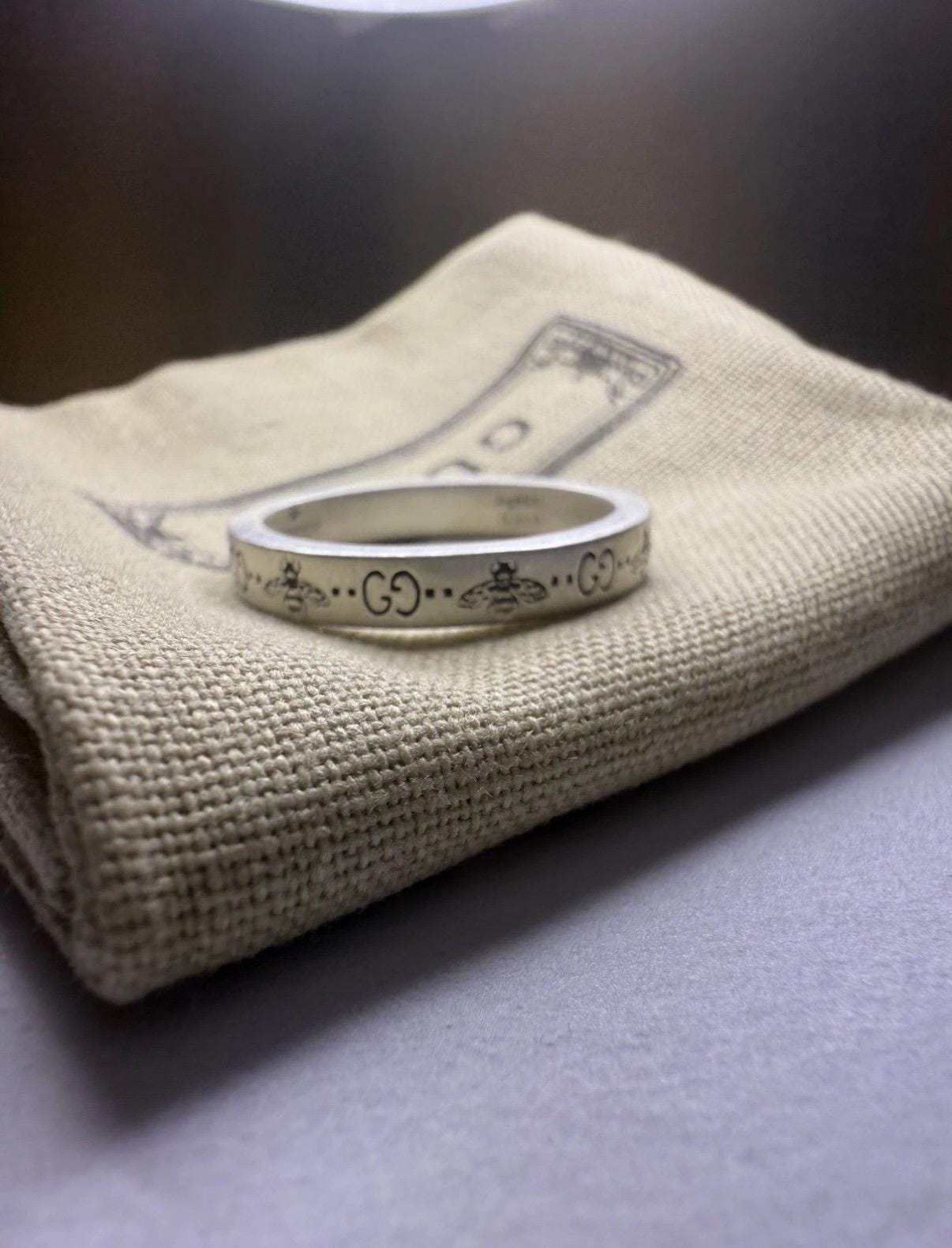 Gucci Ghost Ring Thin Gucci Ghost 925 Silver GG All Over Logo