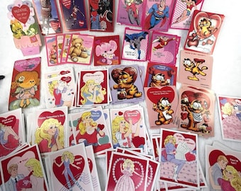 Lot of 110 Vintage 1980s90s  Valentines Garfield Barbie Teddy bears Superhero