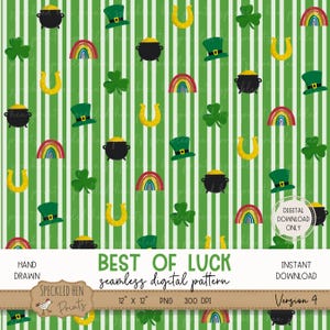 St. Patrick’s Day Seamless Pattern File, Shamrock Seamless Print, Hand Drawn Irish Digital Paper, 300 DPI PNG, Holiday Sublimation File